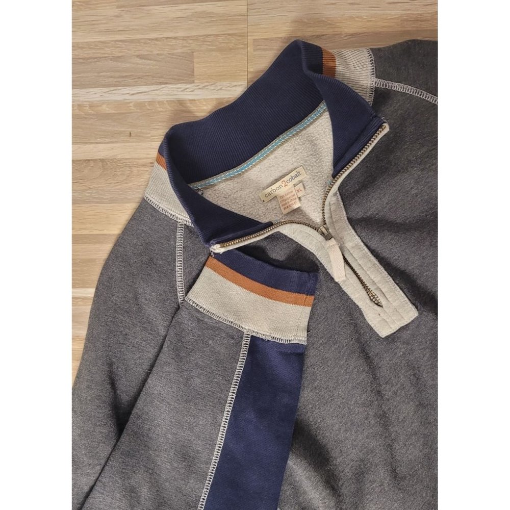 Carbon 2 Cobalt Pullover, Quarter Zip Men's Sweater, Grey Size XL